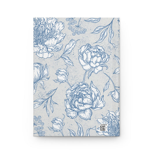 Confessions of a Lady Hardcover Journal — Blue & White Floral Notebook