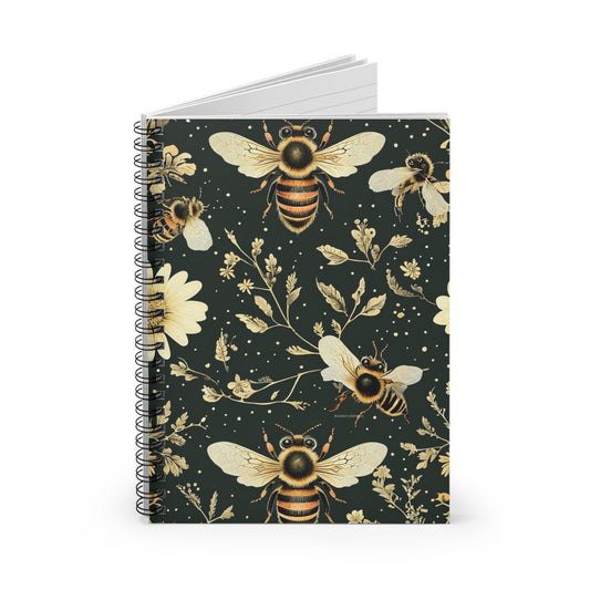 Busy as a Bee Spiral Notebook — Yellow Flowers & Bees Ruled Journal