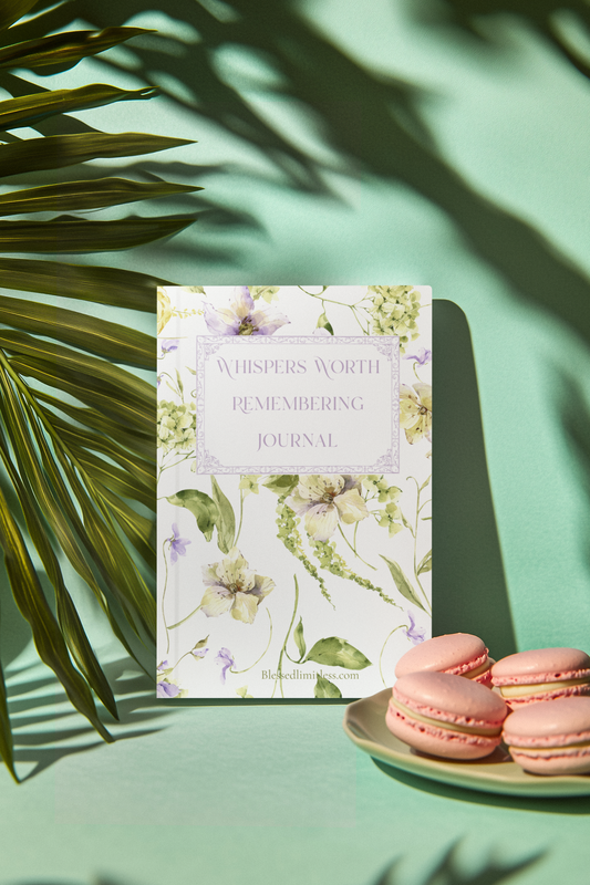 Floral 'Whispers Worth Remembering' Hardcover Journal — Lavender & Green Watercolor Notebook