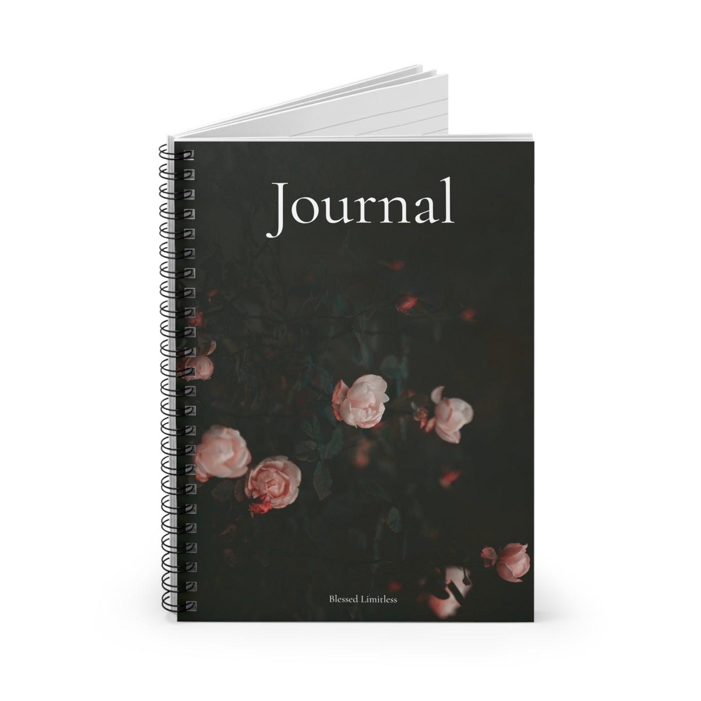 Floral Dark Journal — Spiral Ruled Notebook for Writing & Reflection