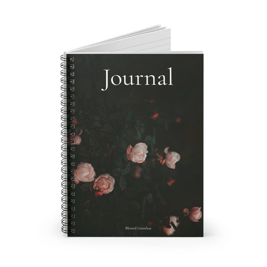Floral Dark Journal — Spiral Ruled Notebook for Writing & Reflection