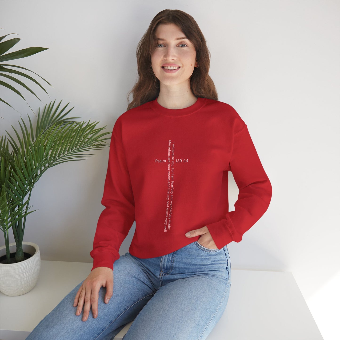 Psalm 139:14 Crewneck Sweatshirt – Fearfully & Wonderfully Made Unisex Heavy Blend™ Crewneck Sweatshirt