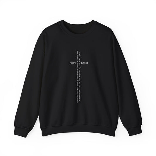 Psalm 139:14 Crewneck Sweatshirt – Fearfully & Wonderfully Made Unisex Heavy Blend™ Crewneck Sweatshirt