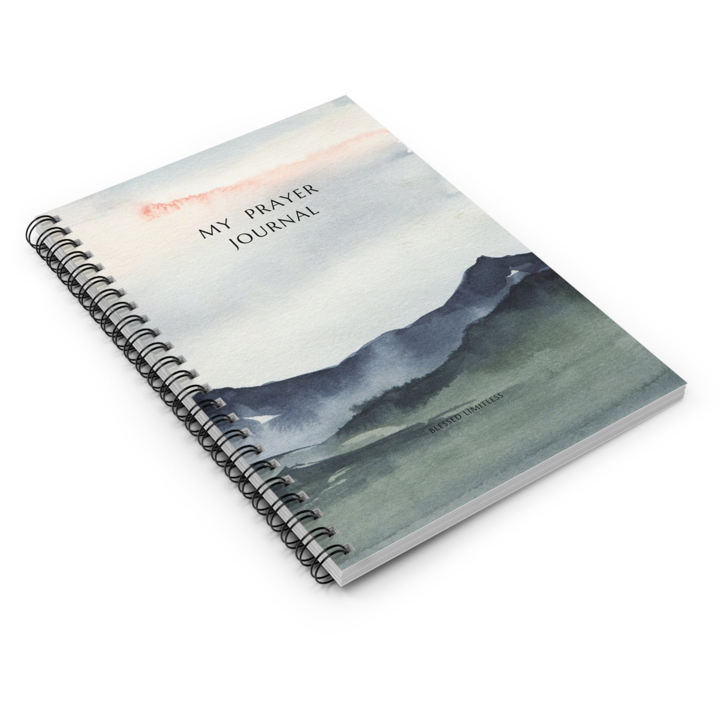 My Prayer Journal Spiral Notebook | Watercolor Mountain Cover, Ruled Lines