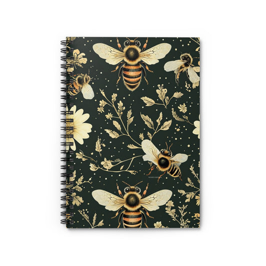 Busy as a Bee Spiral Notebook — Yellow Flowers & Bees Ruled Journal