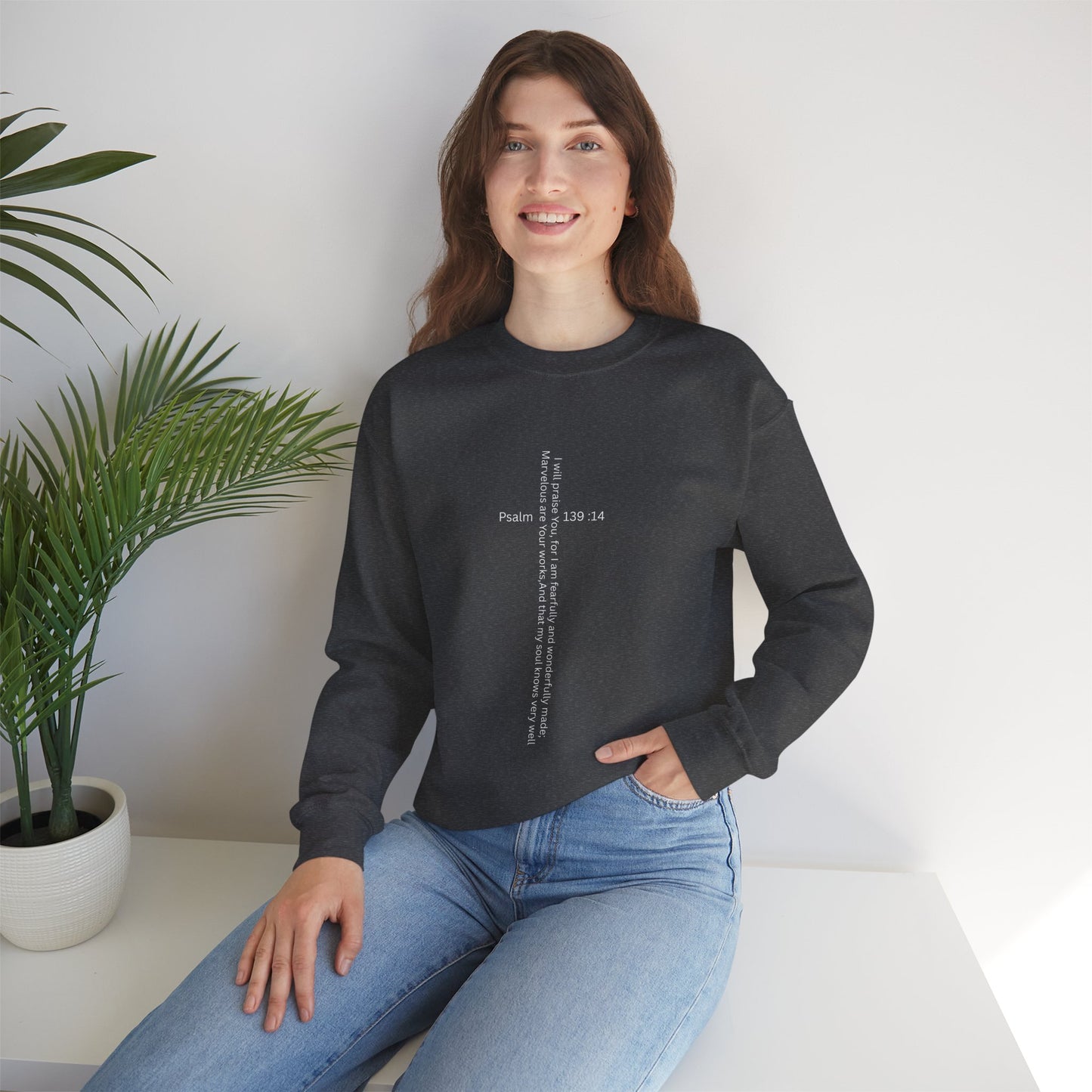 Psalm 139:14 Crewneck Sweatshirt – Fearfully & Wonderfully Made Unisex Heavy Blend™ Crewneck Sweatshirt