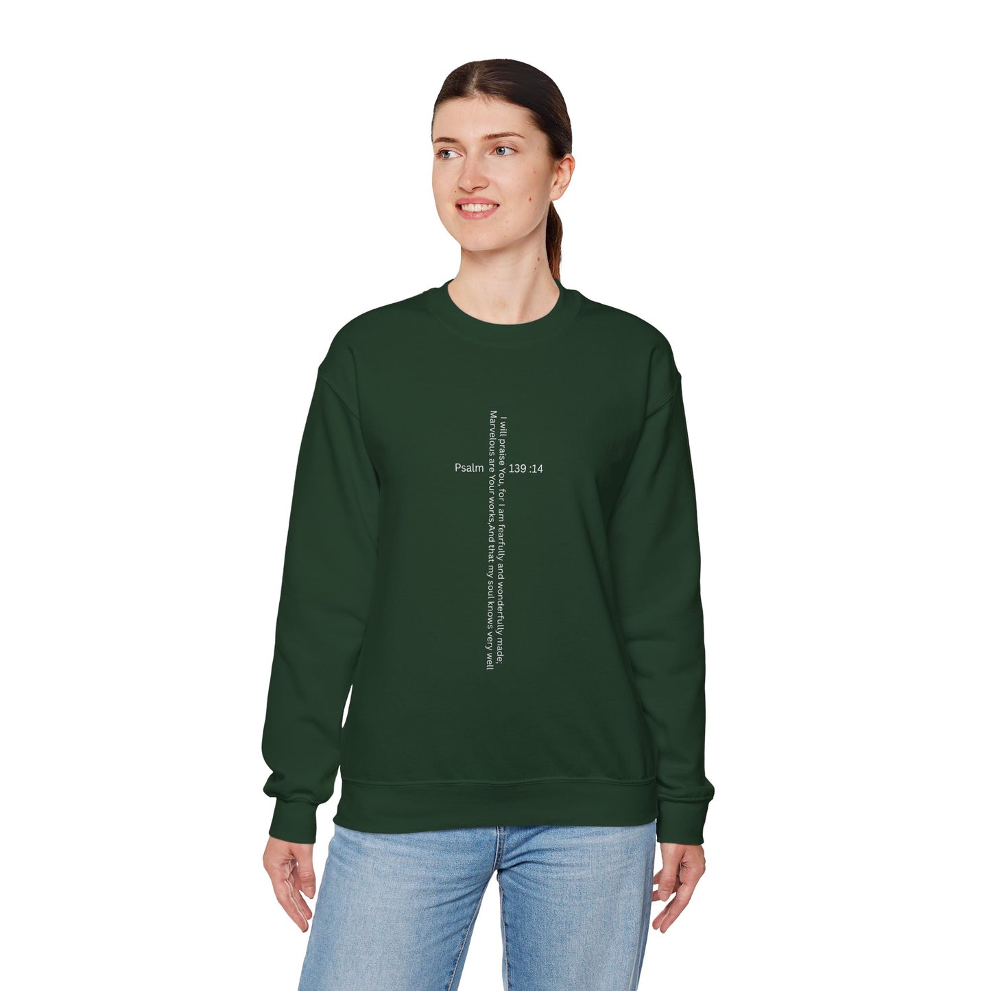 Psalm 139:14 Crewneck Sweatshirt – Fearfully & Wonderfully Made Unisex Heavy Blend™ Crewneck Sweatshirt