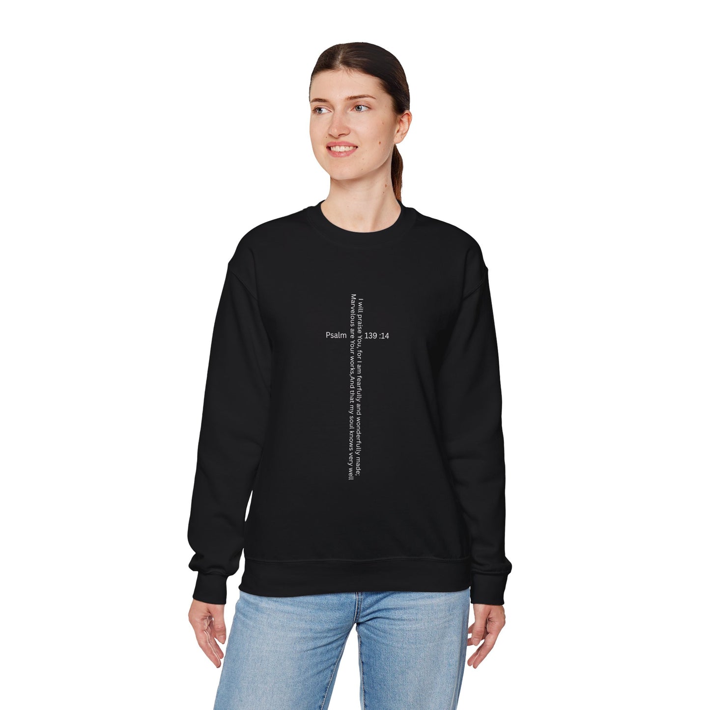 Psalm 139:14 Crewneck Sweatshirt – Fearfully & Wonderfully Made Unisex Heavy Blend™ Crewneck Sweatshirt