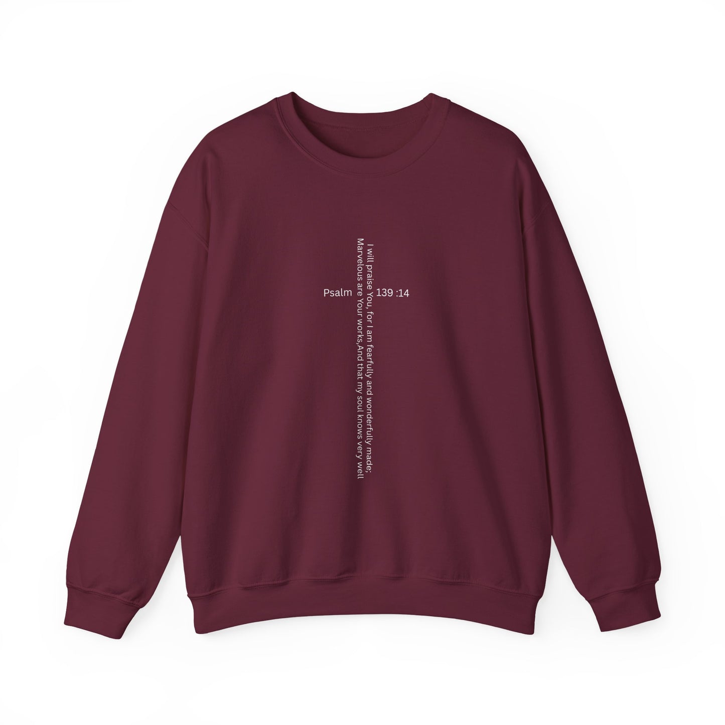 Psalm 139:14 Crewneck Sweatshirt – Fearfully & Wonderfully Made Unisex Heavy Blend™ Crewneck Sweatshirt