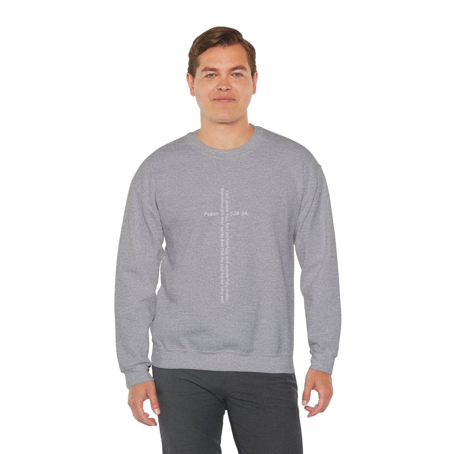 Psalm 139:14 Crewneck Sweatshirt – Fearfully & Wonderfully Made Unisex Heavy Blend™ Crewneck Sweatshirt