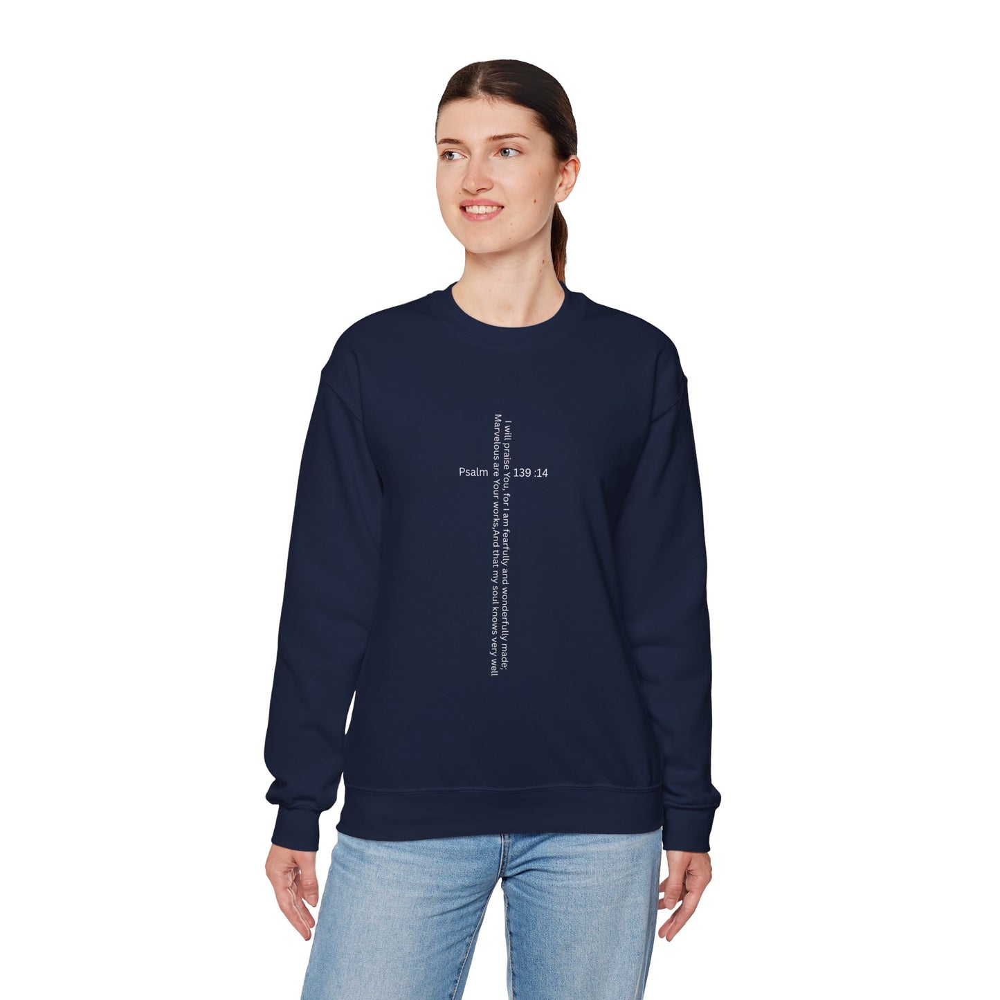 Psalm 139:14 Crewneck Sweatshirt – Fearfully & Wonderfully Made Unisex Heavy Blend™ Crewneck Sweatshirt