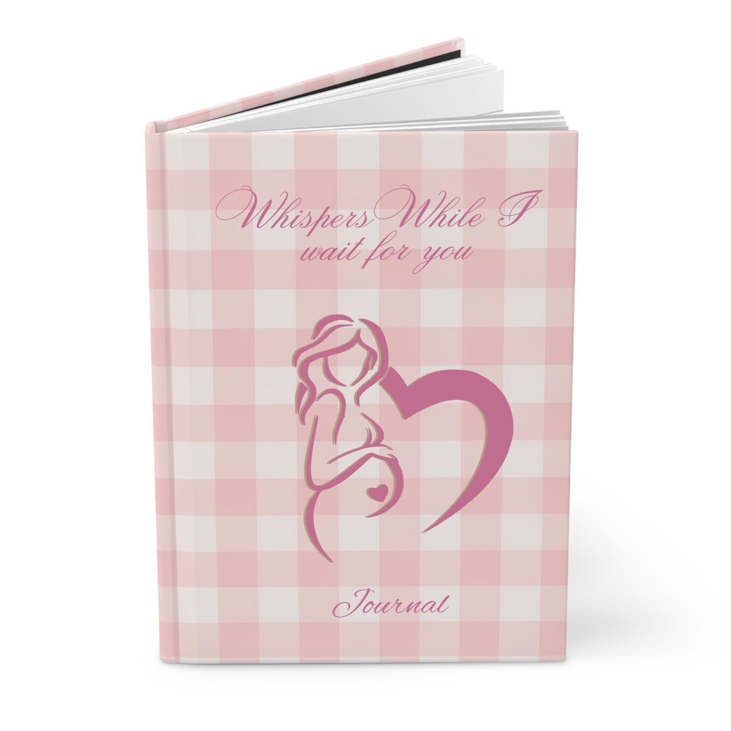 Pregnancy Journal — "Wishes While I Wait for You" Pink Gingham Hardcover