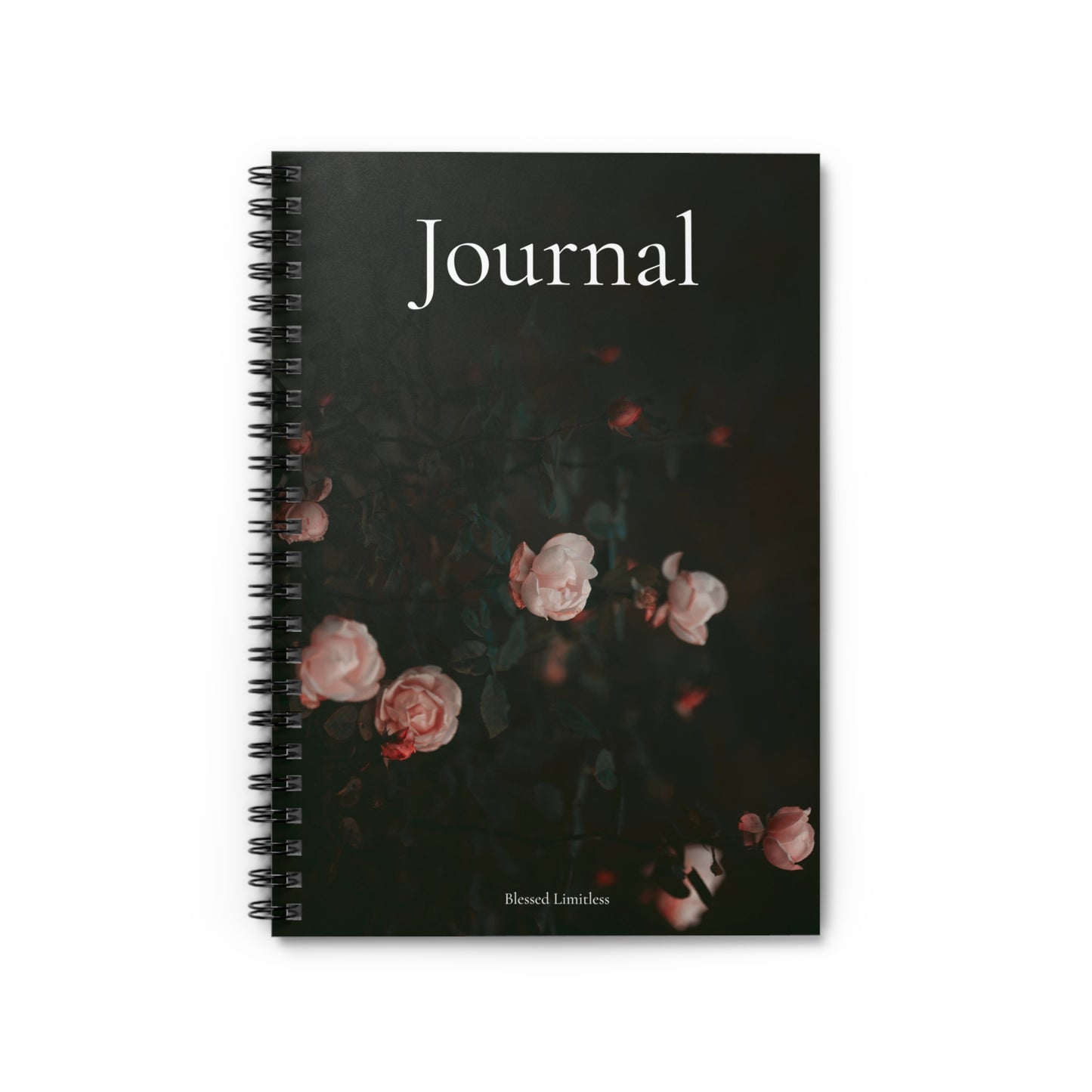 Floral Dark Journal — Spiral Ruled Notebook for Writing & Reflection