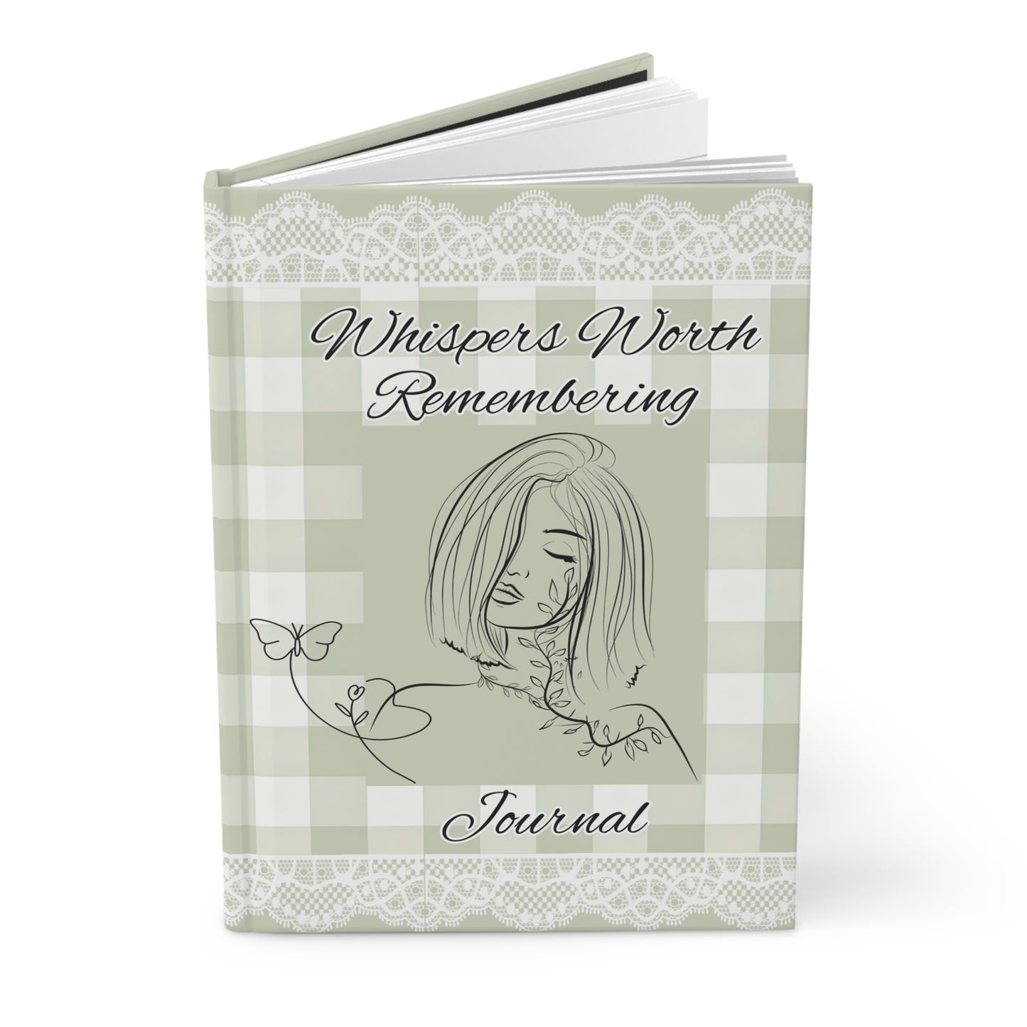 Remembering Journal — Soft Green Butterfly Hardcover Journal ("Whispers Worth Remembering")
