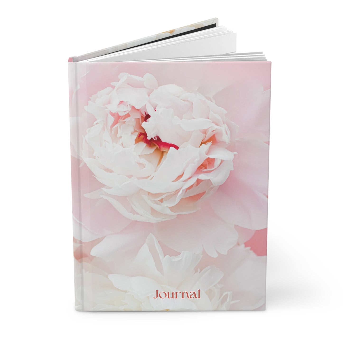Pale Pink Rose Hardcover Journal — 'Journal' Soft Matte Notebook