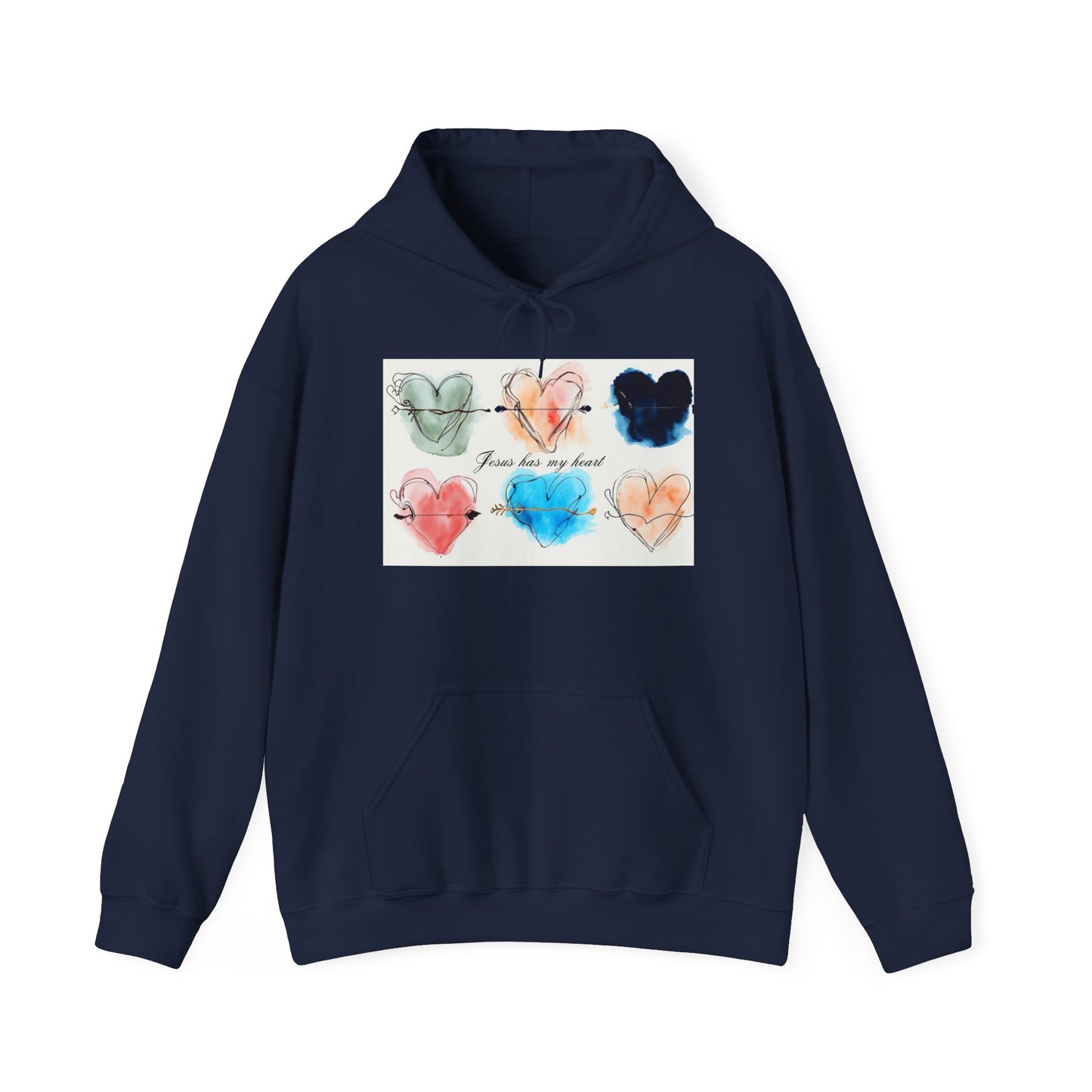 Jesus Has My Heart” Heart Design Hoodie Unisex Heavy Blend™ Hooded Sweatshirt