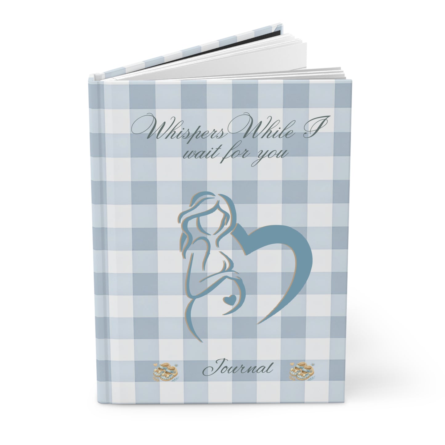 Pregnancy Journal — "Whispers While I Wait for You" Blue Buffalo Check Maternity Notebook
