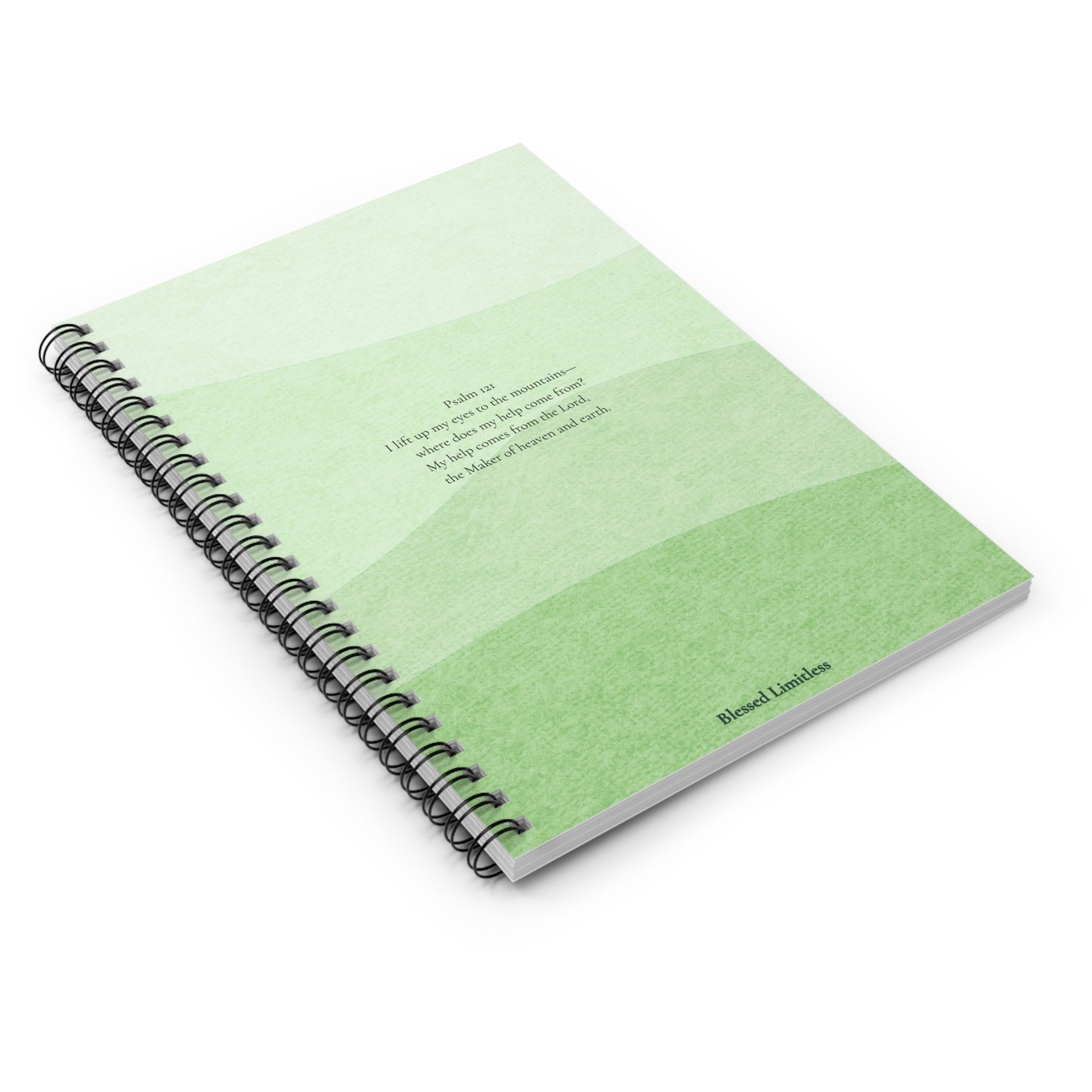Green Psalms Spiral Notebook — Psalm 121 Inspirational Ruled Journal
