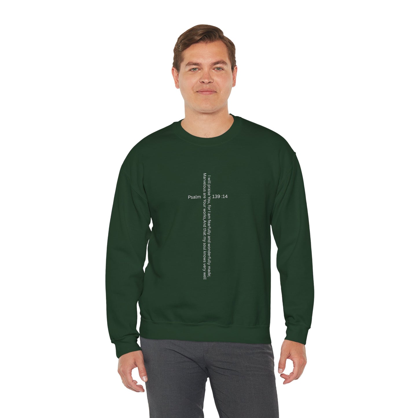 Psalm 139:14 Crewneck Sweatshirt – Fearfully & Wonderfully Made Unisex Heavy Blend™ Crewneck Sweatshirt
