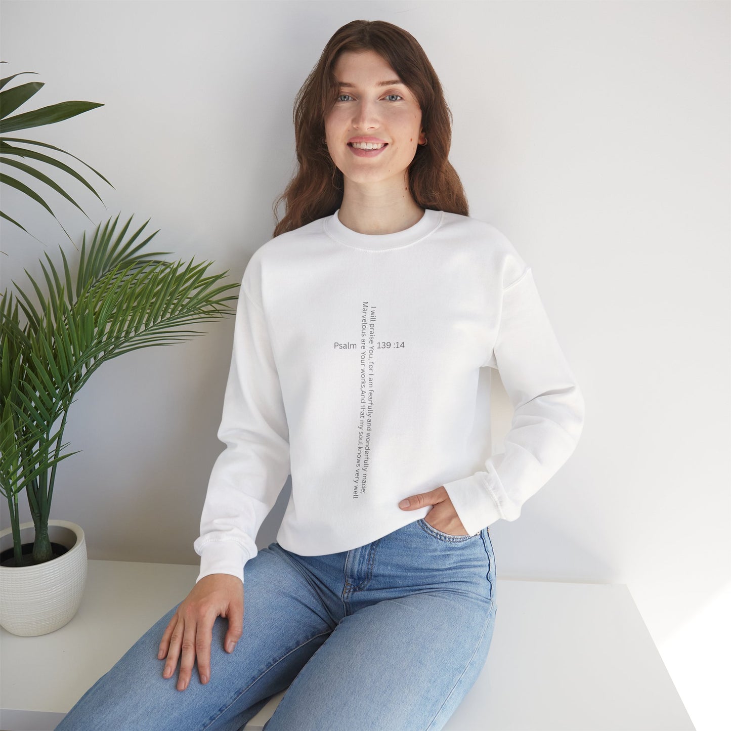 Psalm 139:14 Crewneck Sweatshirt – Fearfully & Wonderfully Made Unisex Heavy Blend™ Crewneck Sweatshirt