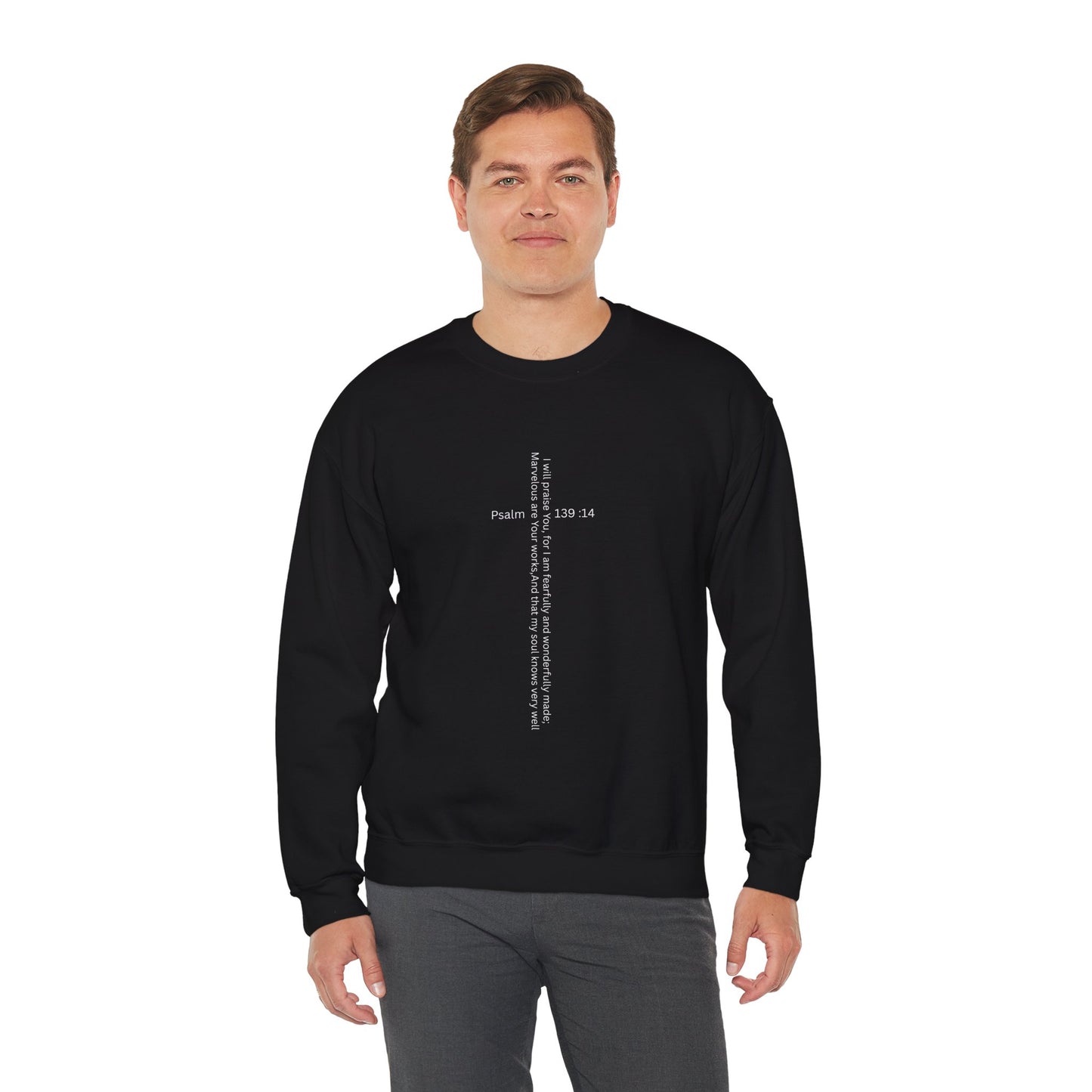 Psalm 139:14 Crewneck Sweatshirt – Fearfully & Wonderfully Made Unisex Heavy Blend™ Crewneck Sweatshirt