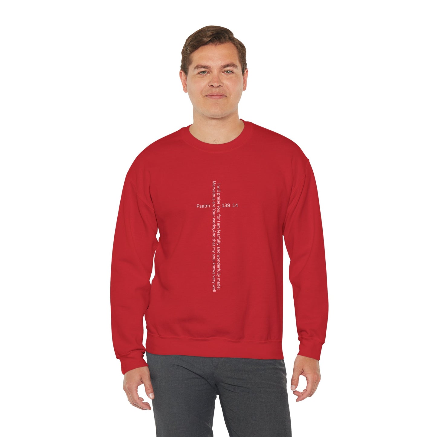 Psalm 139:14 Crewneck Sweatshirt – Fearfully & Wonderfully Made Unisex Heavy Blend™ Crewneck Sweatshirt
