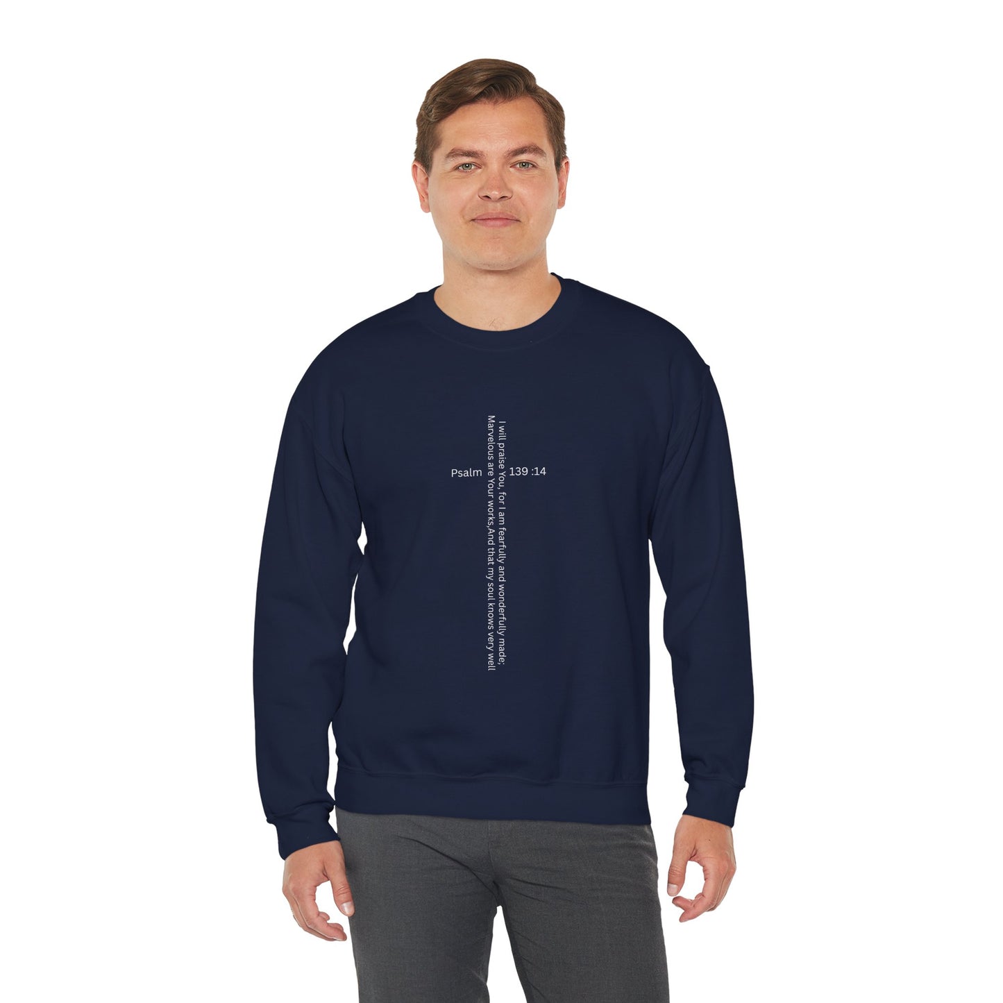 Psalm 139:14 Crewneck Sweatshirt – Fearfully & Wonderfully Made Unisex Heavy Blend™ Crewneck Sweatshirt