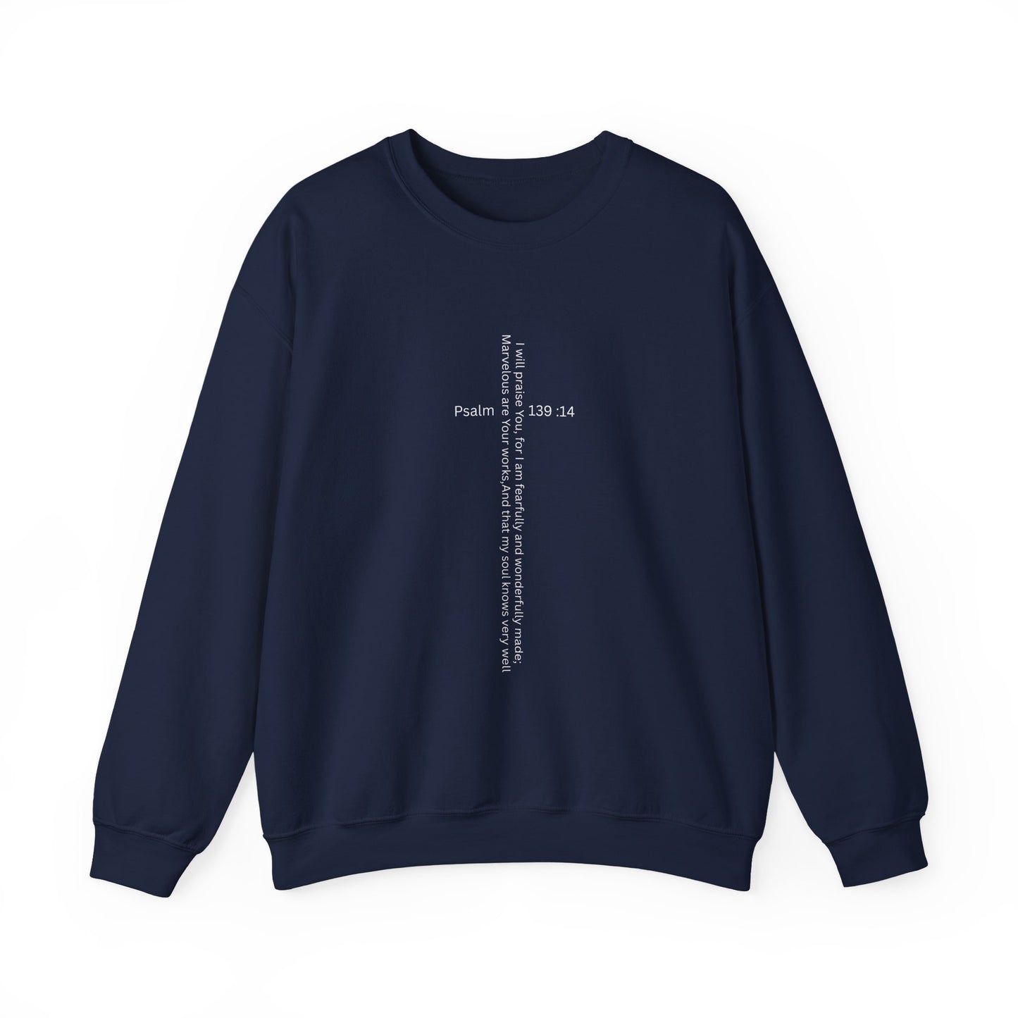 Psalm 139:14 Crewneck Sweatshirt – Fearfully & Wonderfully Made Unisex Heavy Blend™ Crewneck Sweatshirt