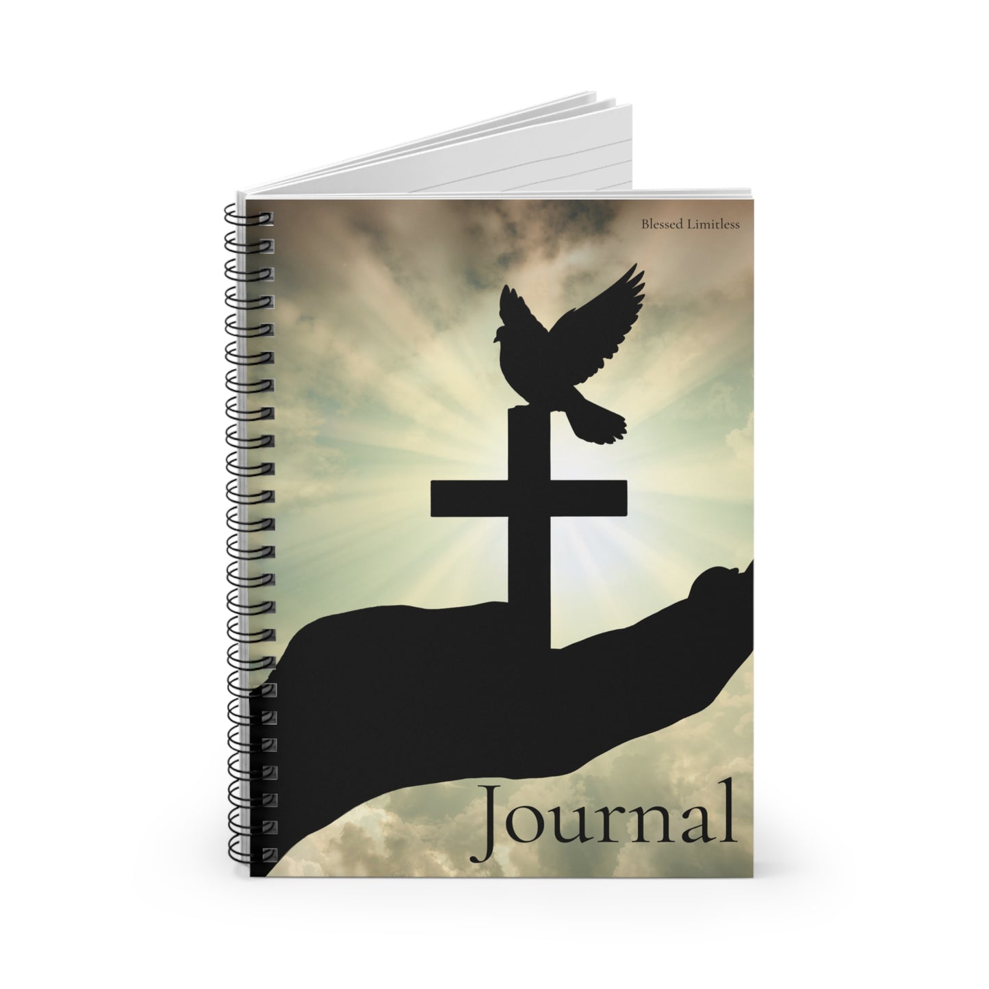 Christian Journal Spiral Notebook — Dove & Cross Prayer Journal (Ruled)