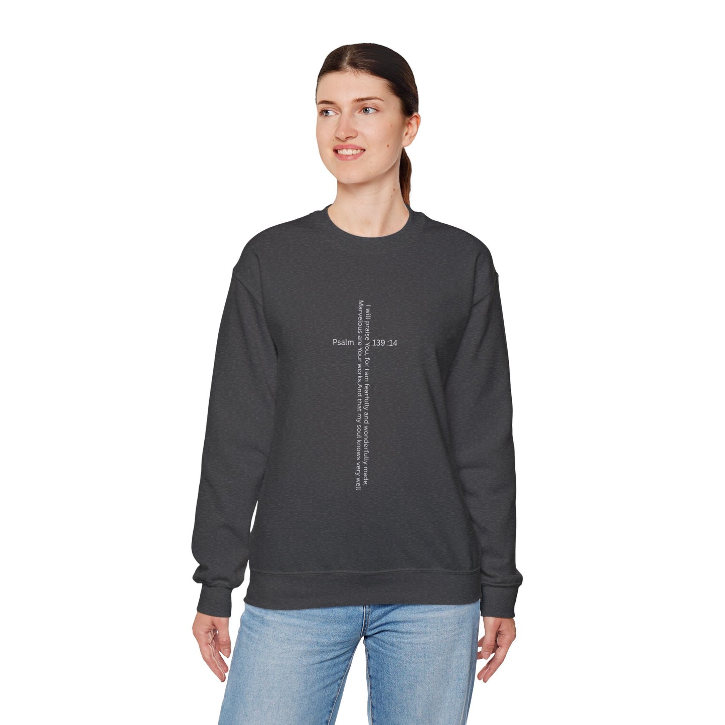 Psalm 139:14 Crewneck Sweatshirt – Fearfully & Wonderfully Made Unisex Heavy Blend™ Crewneck Sweatshirt