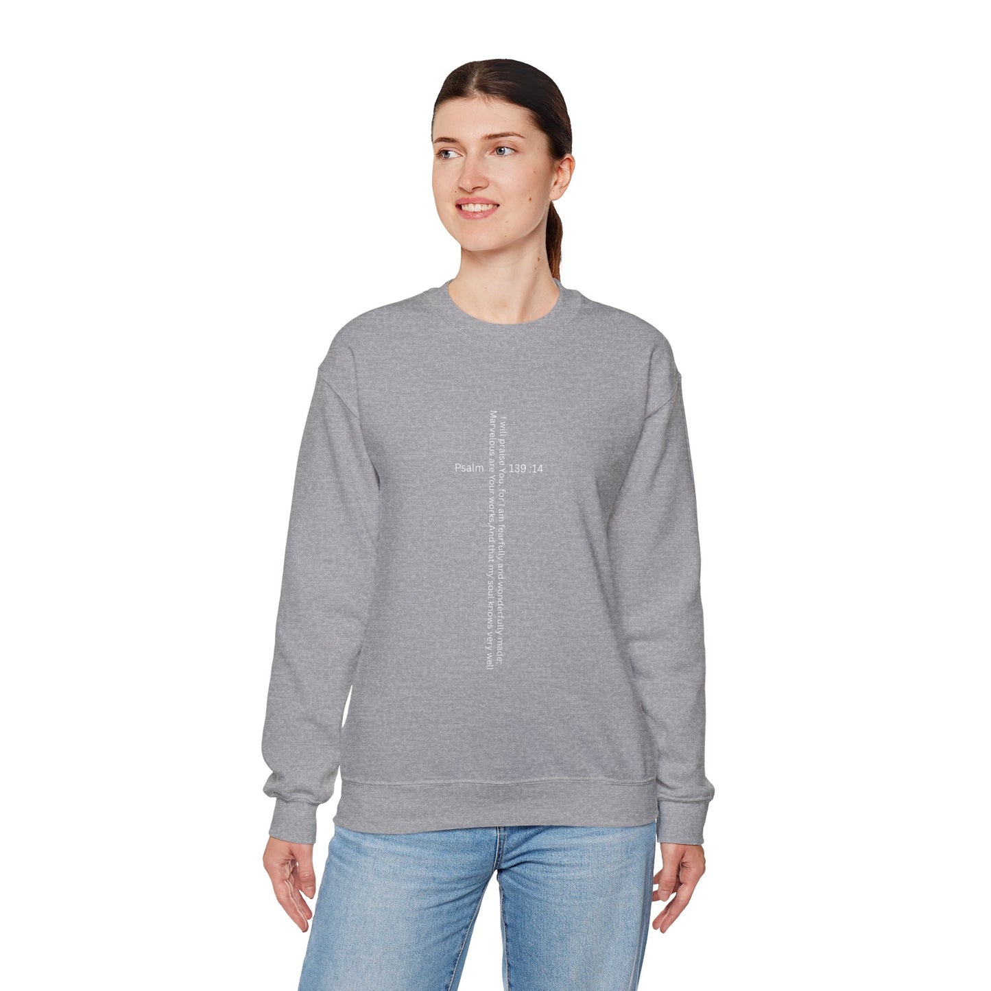 Psalm 139:14 Crewneck Sweatshirt – Fearfully & Wonderfully Made Unisex Heavy Blend™ Crewneck Sweatshirt