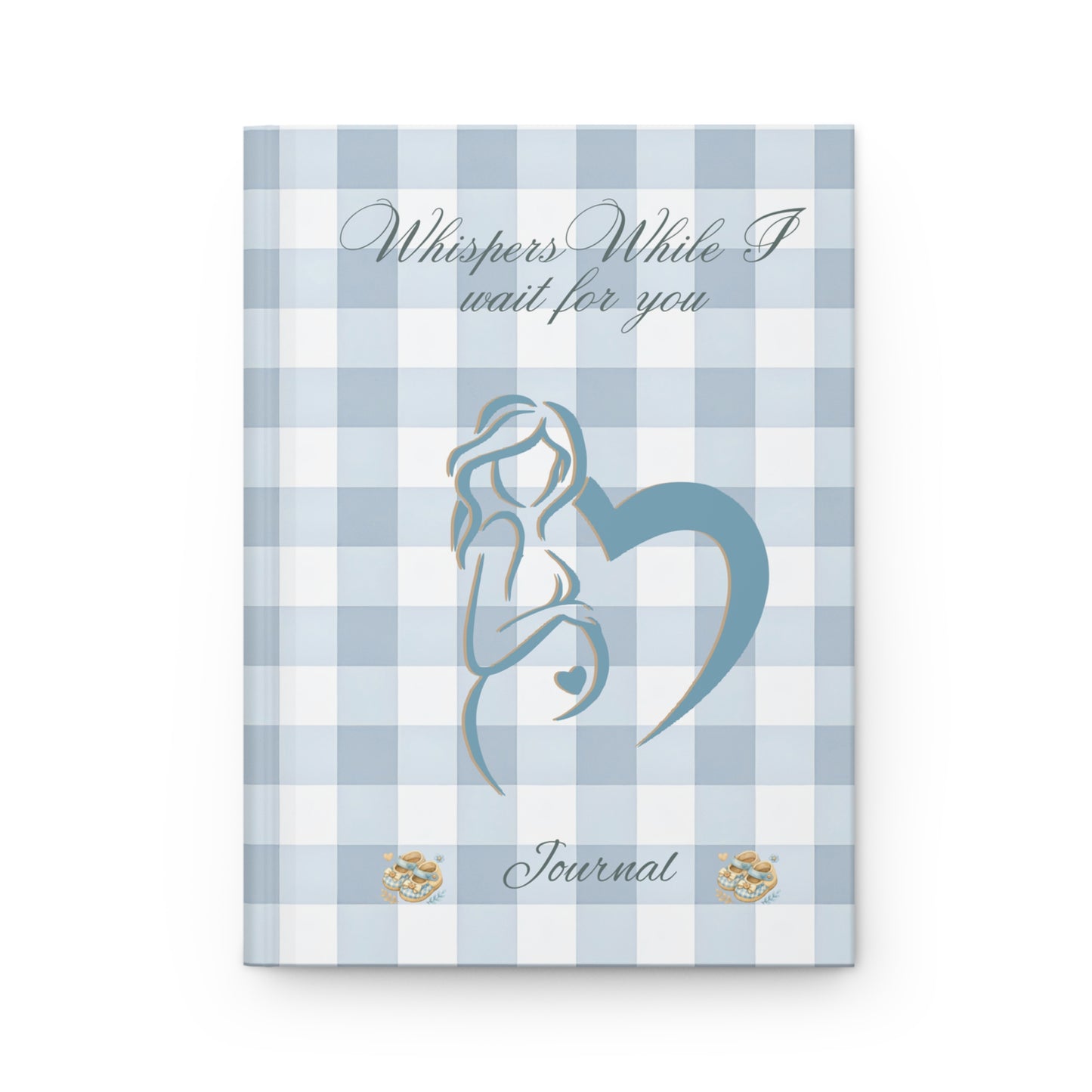 Pregnancy Journal — "Whispers While I Wait for You" Blue Buffalo Check Maternity Notebook