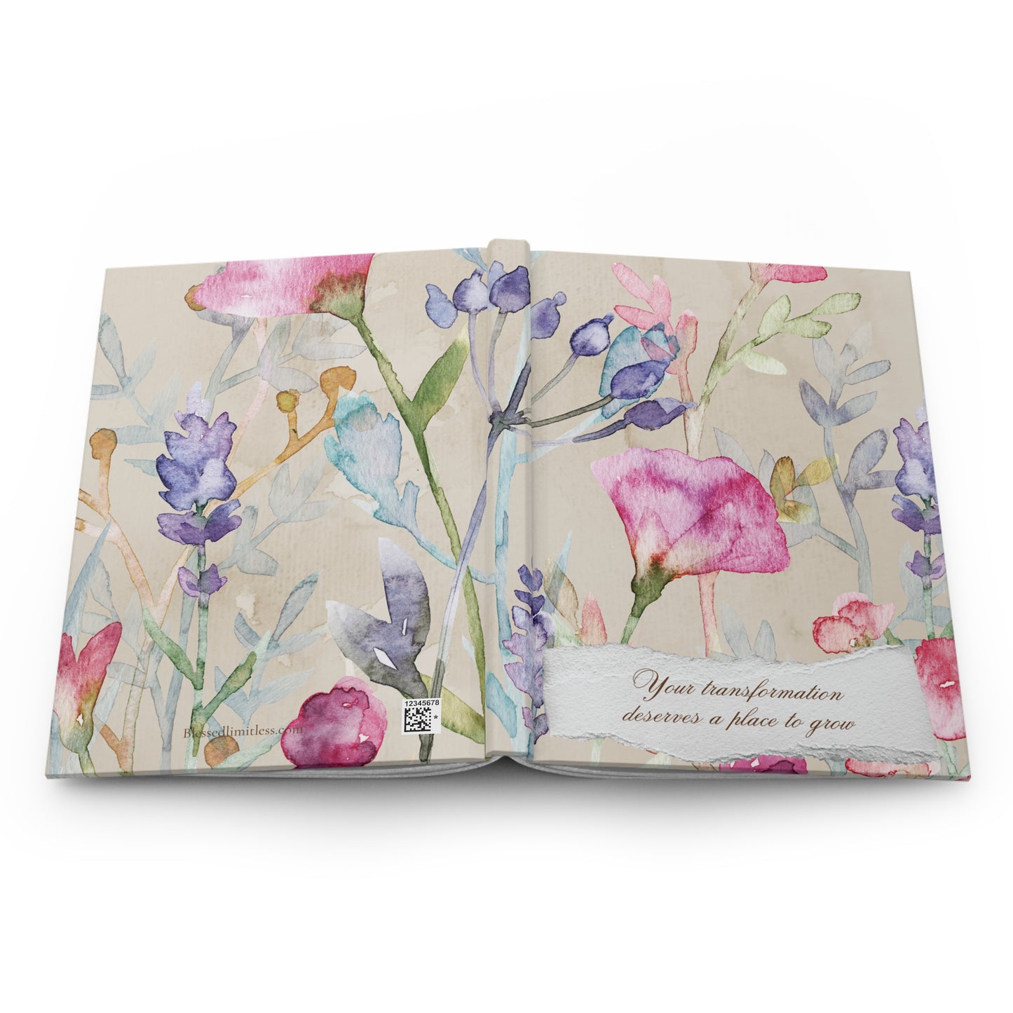 "Your transformation deserves a place to grow"-Floral Watercolor Hardcover Journal