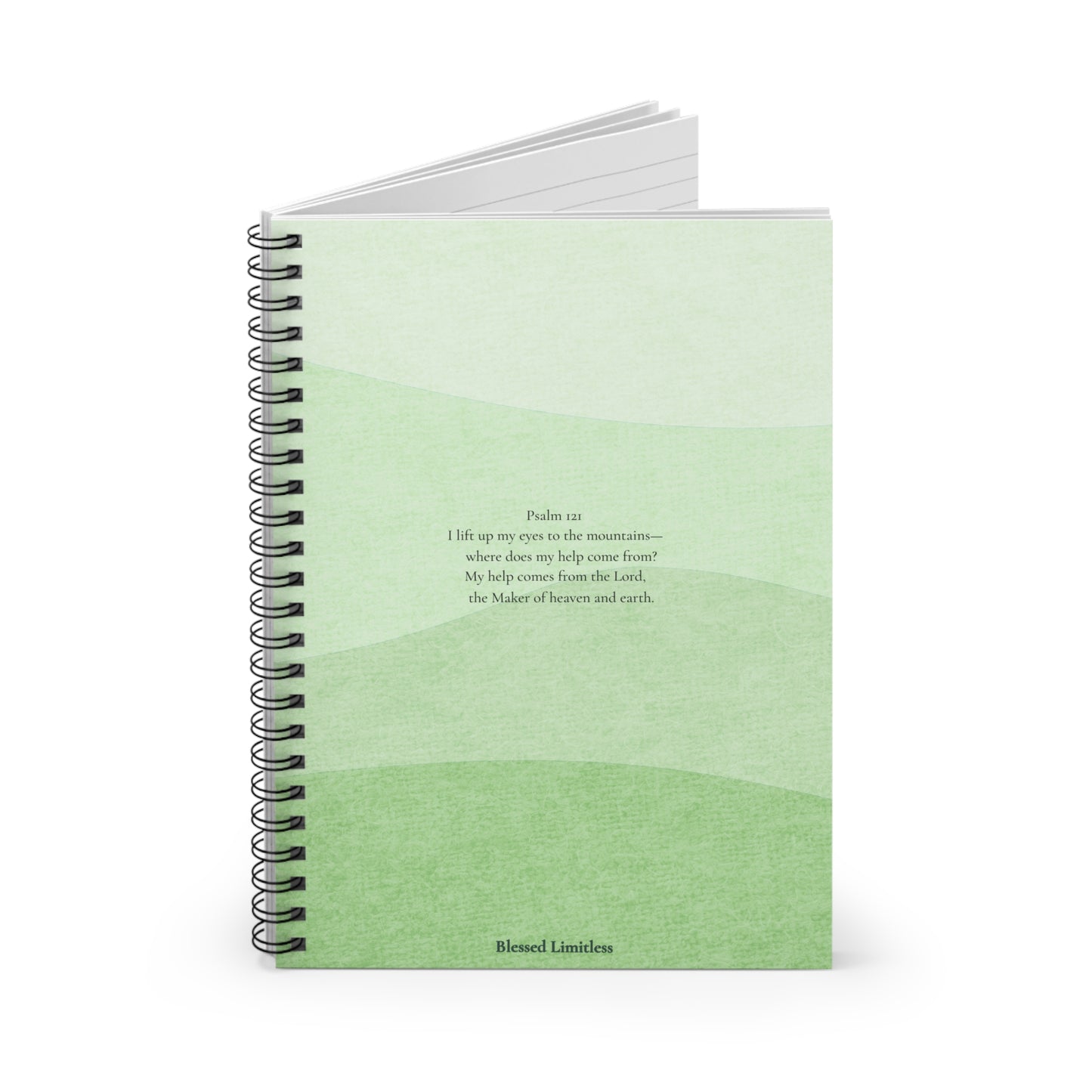 Green Psalms Spiral Notebook — Psalm 121 Inspirational Ruled Journal