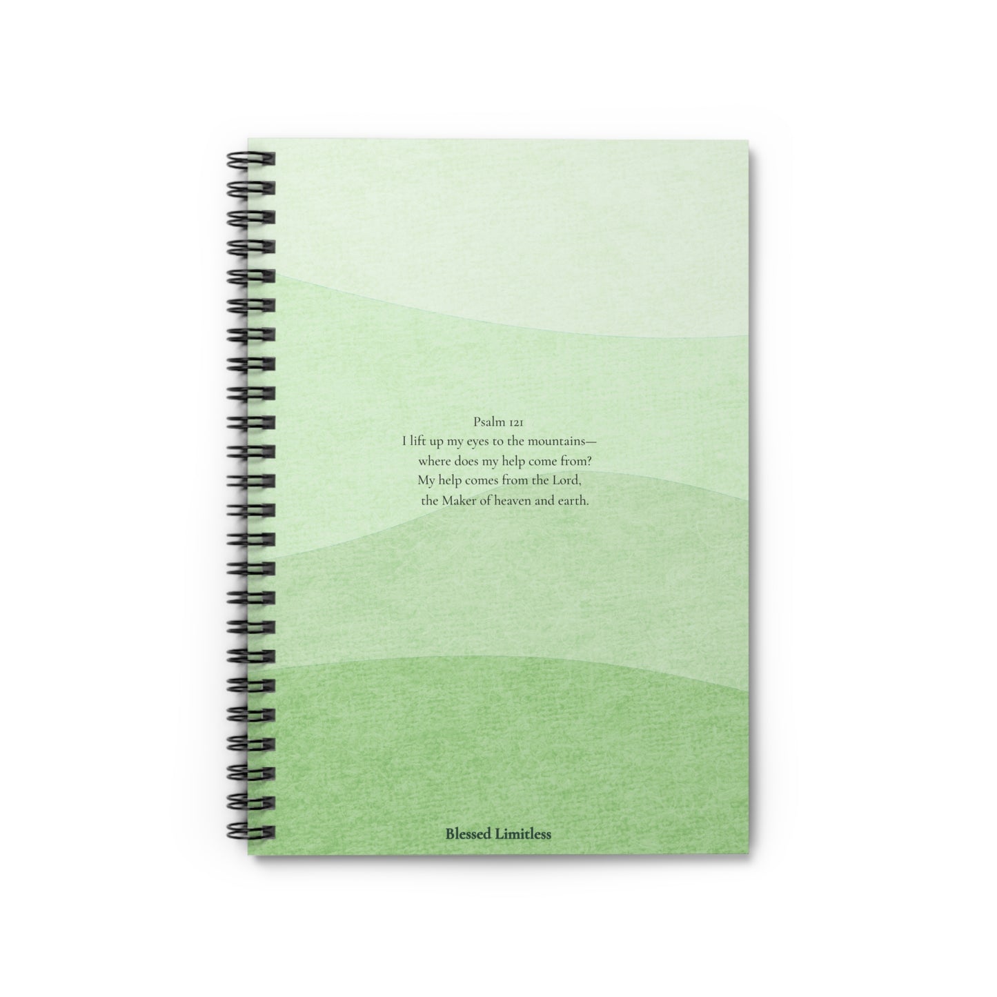 Green Psalms Spiral Notebook — Psalm 121 Inspirational Ruled Journal