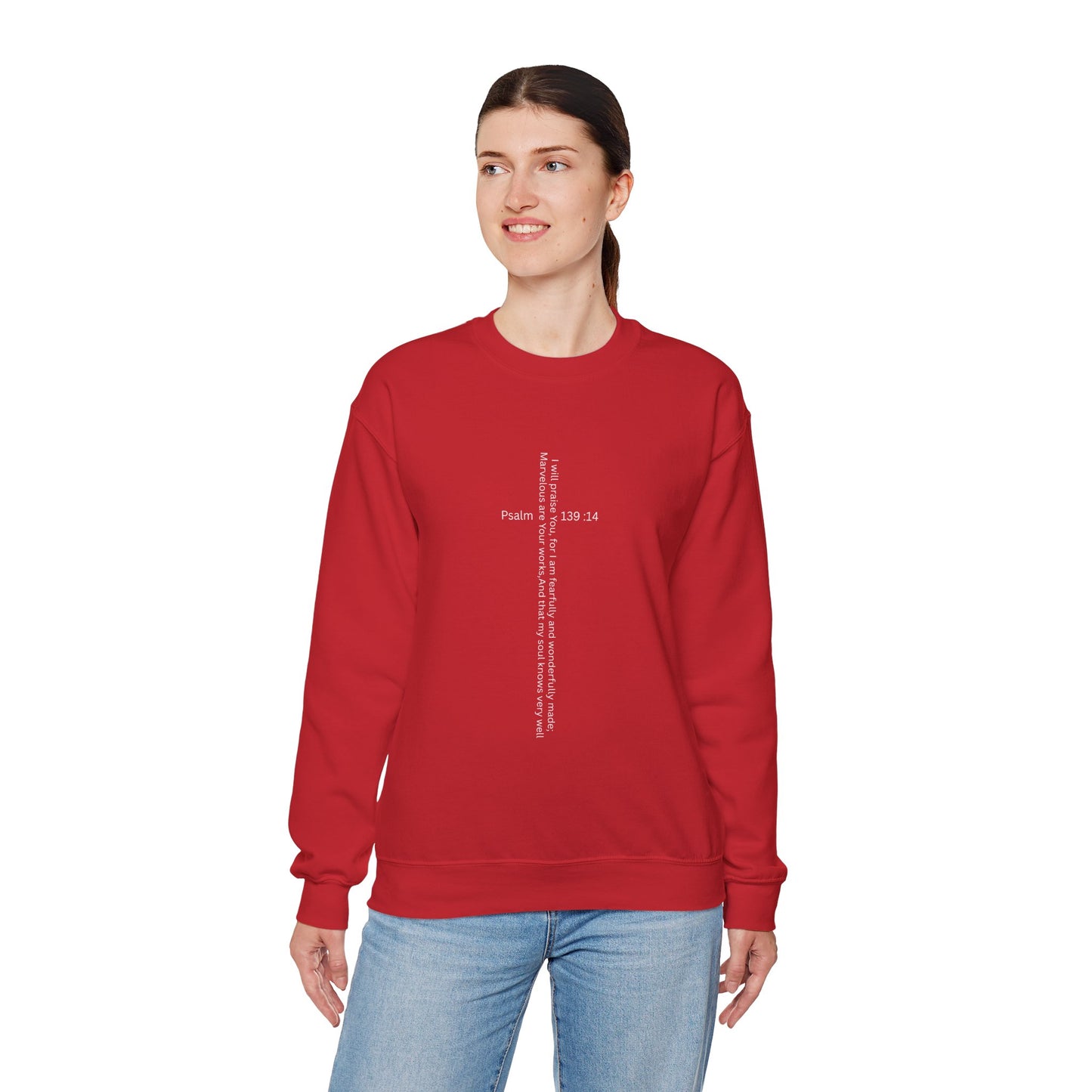 Psalm 139:14 Crewneck Sweatshirt – Fearfully & Wonderfully Made Unisex Heavy Blend™ Crewneck Sweatshirt
