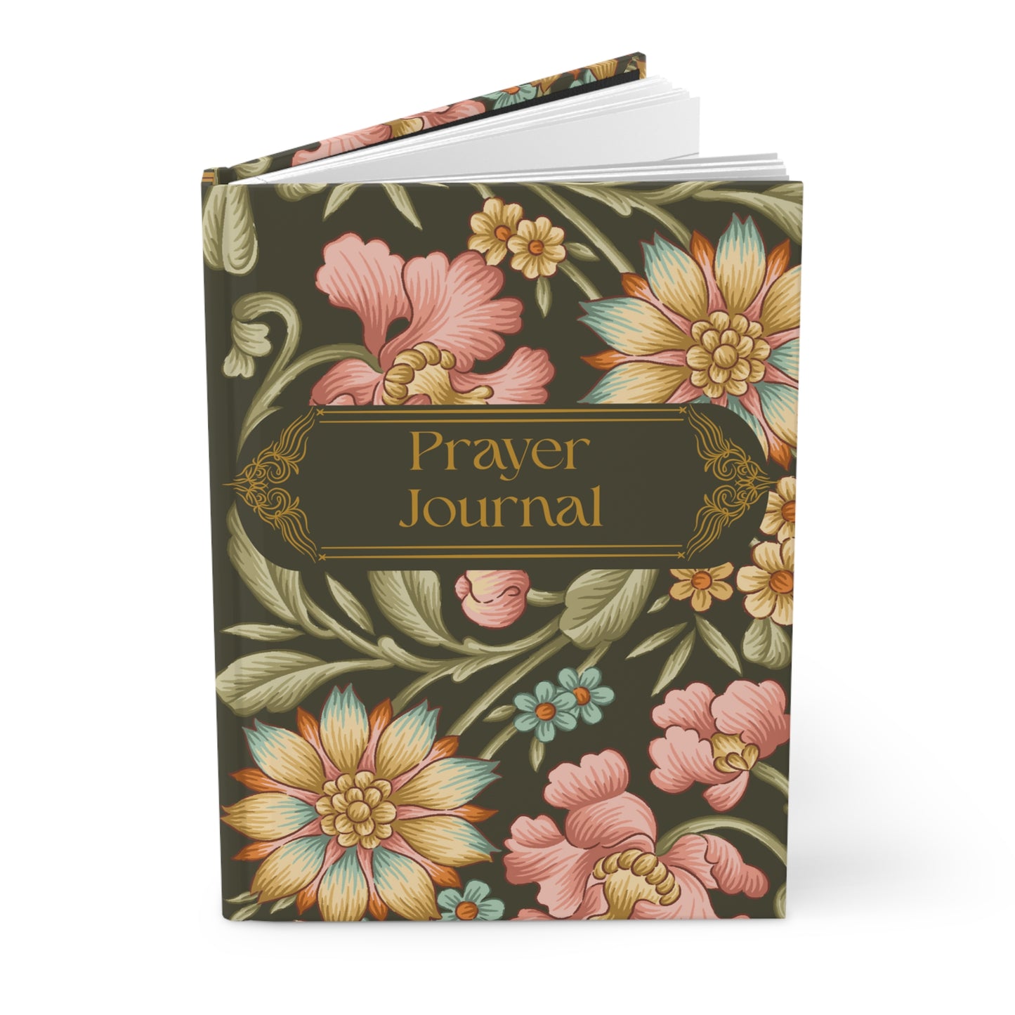 Baroque Prayer Journal — Hardcover Matte with Gold & Pale Pink Floral Cover