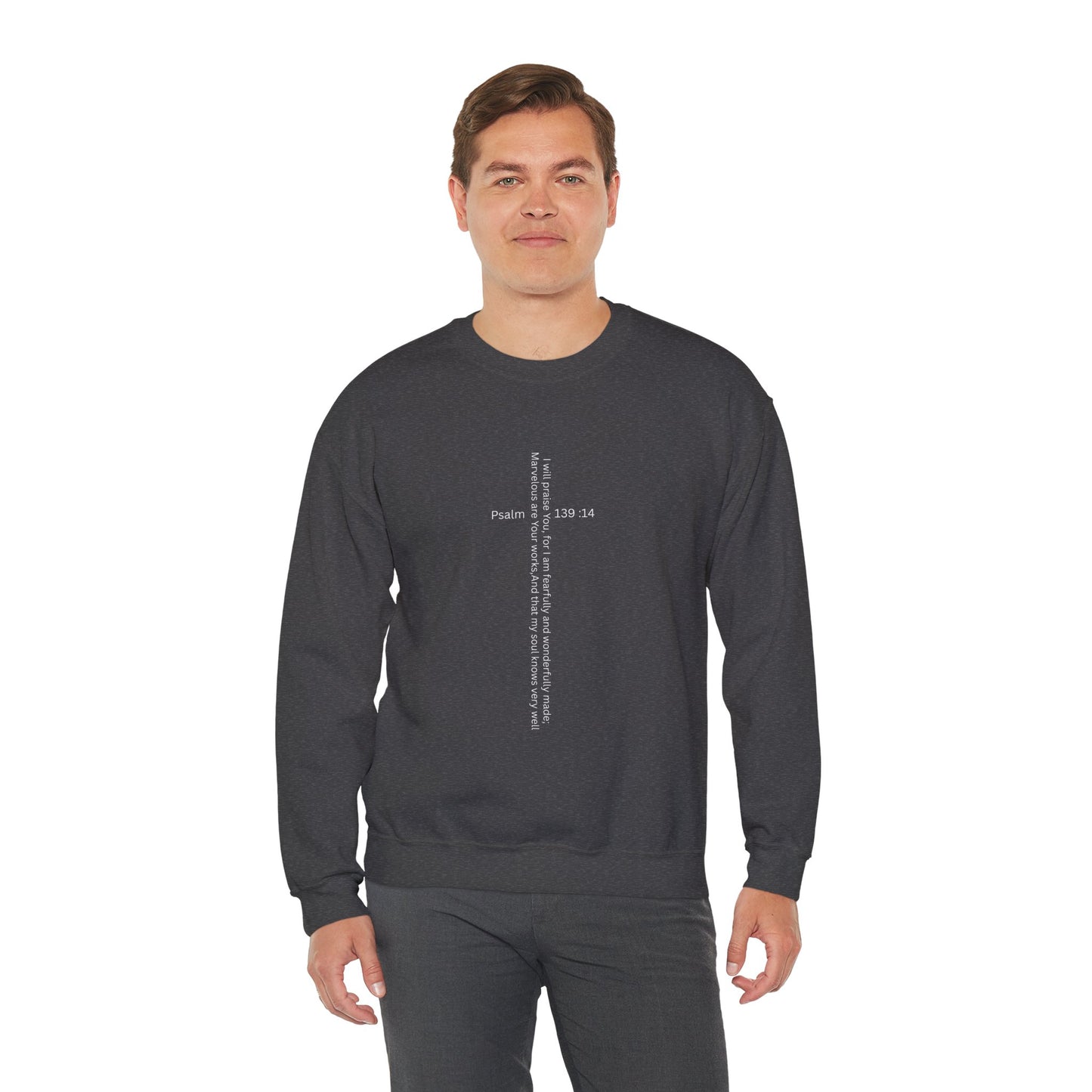 Psalm 139:14 Crewneck Sweatshirt – Fearfully & Wonderfully Made Unisex Heavy Blend™ Crewneck Sweatshirt