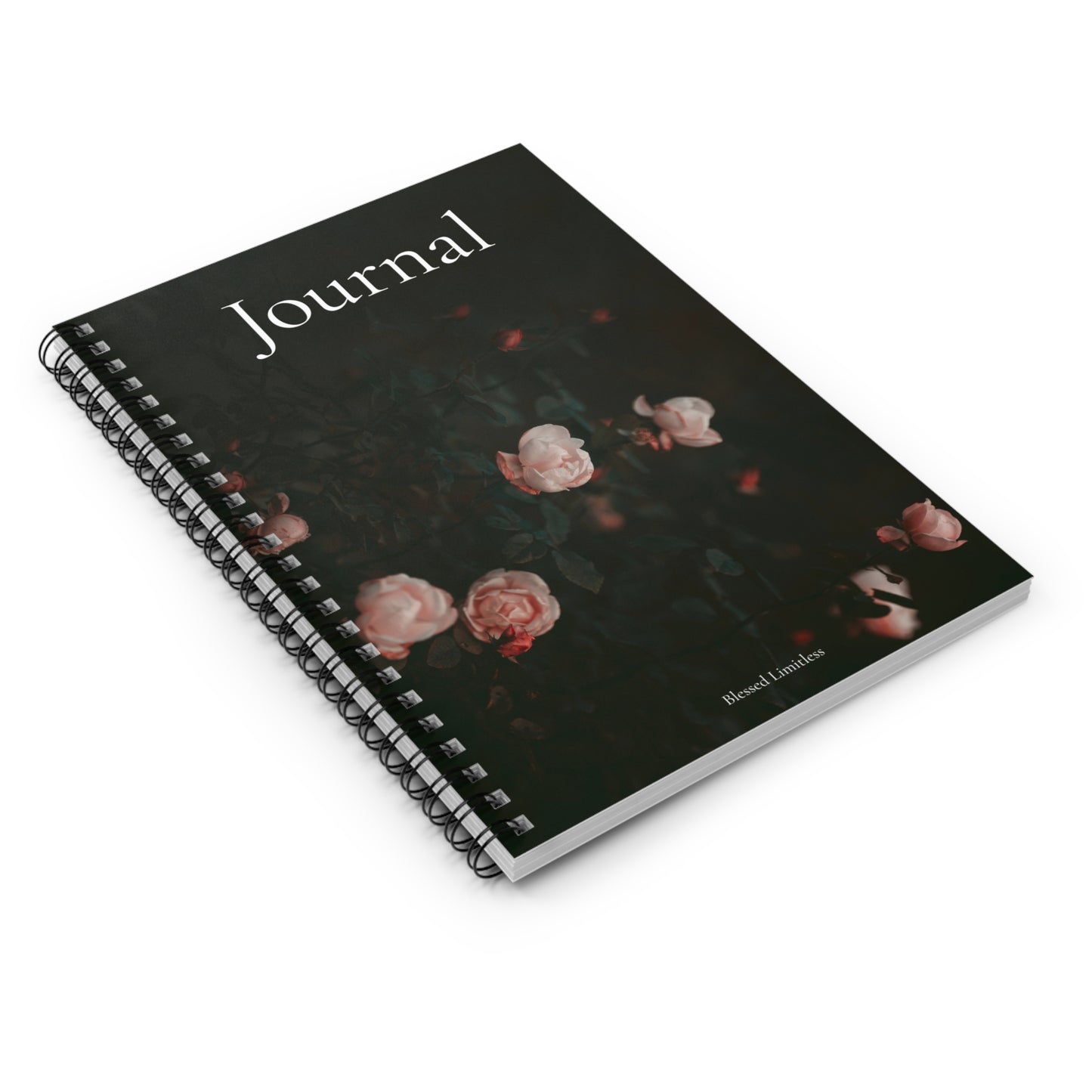 Floral Dark Journal — Spiral Ruled Notebook for Writing & Reflection