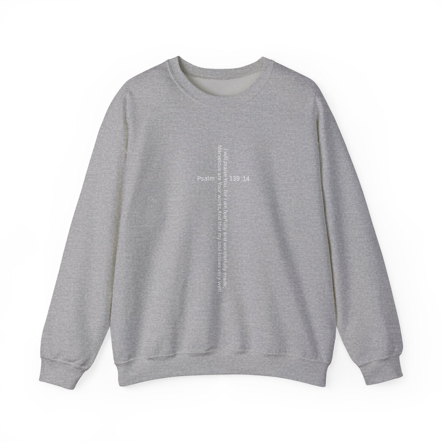 Psalm 139:14 Crewneck Sweatshirt – Fearfully & Wonderfully Made Unisex Heavy Blend™ Crewneck Sweatshirt